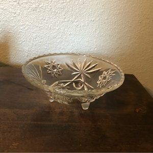 Vintage Scalloped Edge Etched Glass Candy Dish